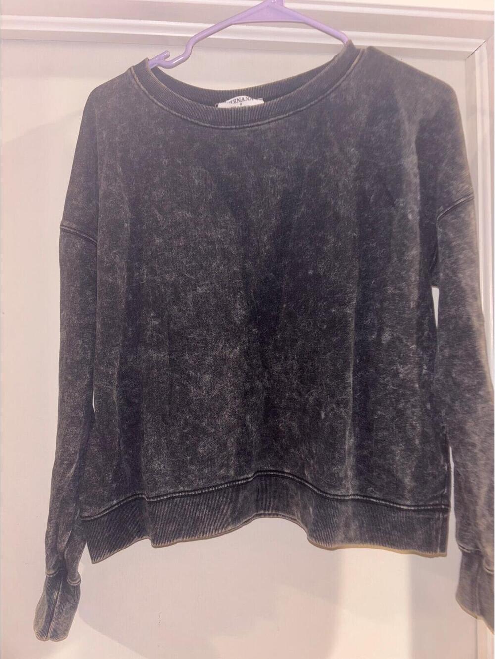 Zenana Black Mineral Wash Oversized Sweatshirt Small NWOT